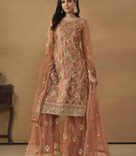 Orange embroidery net palazzo