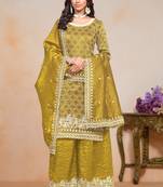 Mustard embroidery gold crush palazzo