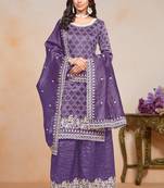 Purple embroidery gold crush palazzo