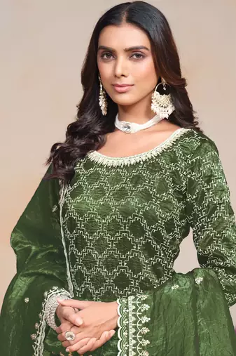 Teal green embroidery gold crush palazzo