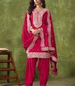 Pink Embroidery Roman Silk Punjabi Salwar Suit