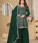 Green embroidery faux georgette sharara