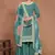 Teal-blue embroidery roman silk sharara