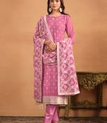 Pink embroidery faux georgette salwar kameez