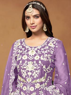 Purple embroidery organza salwar kameez 2