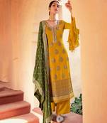 Mustard Embroidered Faux Georgette Salwar Free size full stitched Up To 42" Size