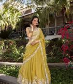 yellow Women's Gold Crush With Sequins and Thread Embroidery Lehenga Choli