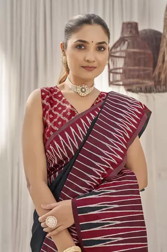 black banarasi soft silk blend woven saree with heavy jacquard work and blouse piece