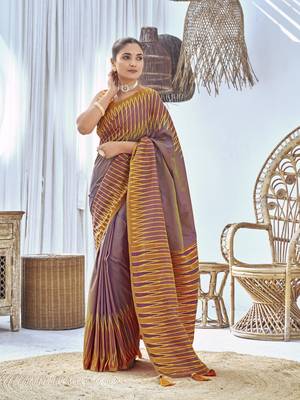 purple banarasi soft silk blend woven saree with heavy jacquard work and blouse piece 1