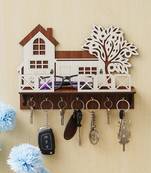 Wooden House Keys Hanger Key Holder with Mobile Charging and Remote Stand for Home