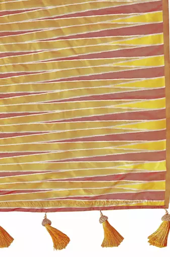 yellow banarasi soft silk blend woven saree with heavy jacquard work and blouse piece