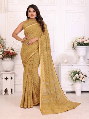 Mustard Patola And Bandhej Pattern Soft Cotton Light Weight Saree  2