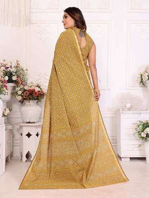 Mustard Patola And Bandhej Pattern Soft Cotton Light Weight Saree  3