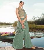 Sea Green Party Wear Palazzo Suit for Women