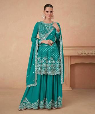 Rama Green georgette sharara suits 1