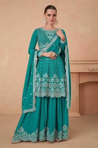 Rama Green georgette sharara suits