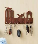 Premium Cat Designer Wooden Key Chain Holder for Home and Living Room Decor