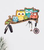 Premium 'Owl Family' Decorative Wooden Printed Key Holder for Home Decor Key Hangers Keychain Holder 