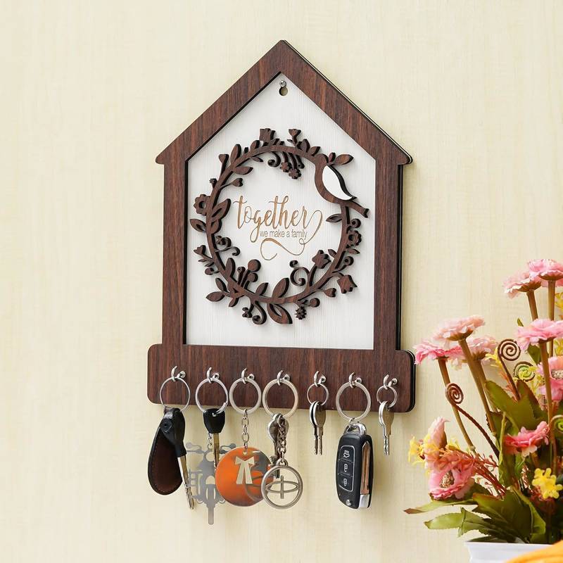 Premium Family Designer Wooden Key Holder for Home/Office Decor, Key Holder for Wall Decor