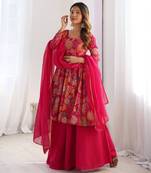 Roman silk Printed Fully Flair Kurta With Dupatta & Palazzo