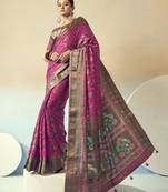 magenta poly viscose georgette zari work paithani saree