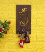 Webelkart Premium Ganesha Keys Wooden Key Holder (29 cm x 13.5 cm x 0.4 cm, Brown)- 7 Hooks