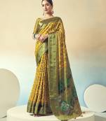 yellow poly viscose georgette zari work paithani saree