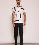 Ivory/black rayonprint shirt