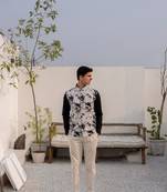 Black & white cotton printed shirt