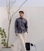 Grey cotton satin cut & sew shirt