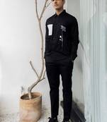 Black cotton embroidered shirt