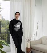 Black cotton satin cut & sew shirt