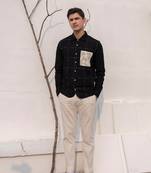 Black cotton embroidered shirt