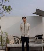 Ecru cotton flex embroidered shirt