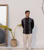 Black cotton embroidered shirt