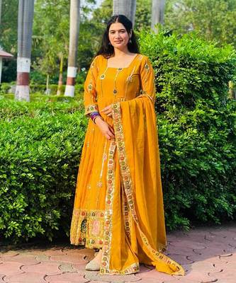 Yellow Georgette EMBROIDERY PARTY WEAR SALWAR SUITS  1