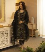 Black embroidered chanderi kurta set