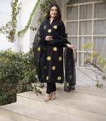 Black embroidered cotton kurta set