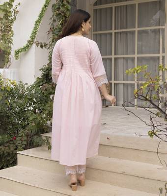 Light pink embroidered chanderi kurta set 3