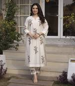 Ivory embroidered chanderi co ord set