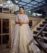 cream Women's Gold Crush With Sequins and Thread Embroidery Lehenga Choli