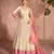 Off white & pink viscos shimmer embroidered anarkali suit (free size)