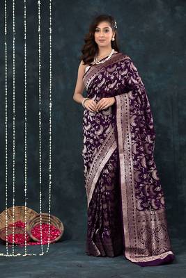 WINE silk blend saree with blouse 1