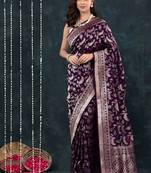 WINE silk blend saree with blouse