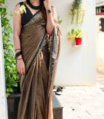 light brown Soft Pure Cotton Saree with Blouse piece