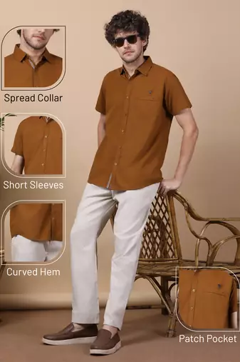 Men's linen blend casual shirt | half sleeves shirt for men
