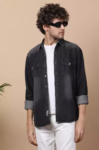 Men's denim casual shirt | double pocket shirt
