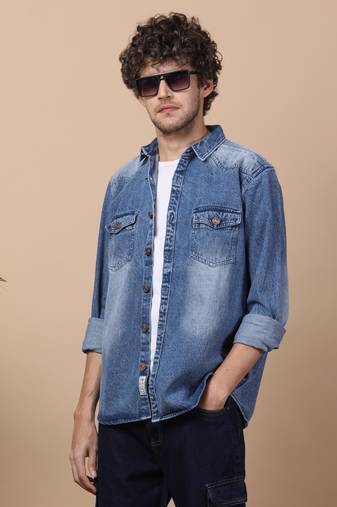 Men's denim casual shirt | double pocket shirt