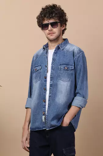 Men's denim casual shirt | double pocket shirt