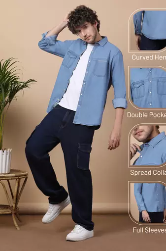 Men's denim snap button shirt | shirt for men